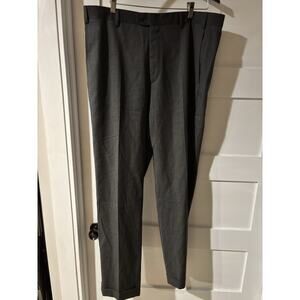 Zanella Mens 38 Charcoal Flat Front Wool Elastane Stretch Dress Pants With Cuff